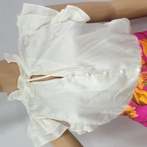 Ryegrass Ivory Ruffle Neck and Sleeve Blouse